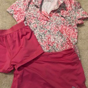 Puma girls tennis or golf outfit size small 7/8 pink multicolored